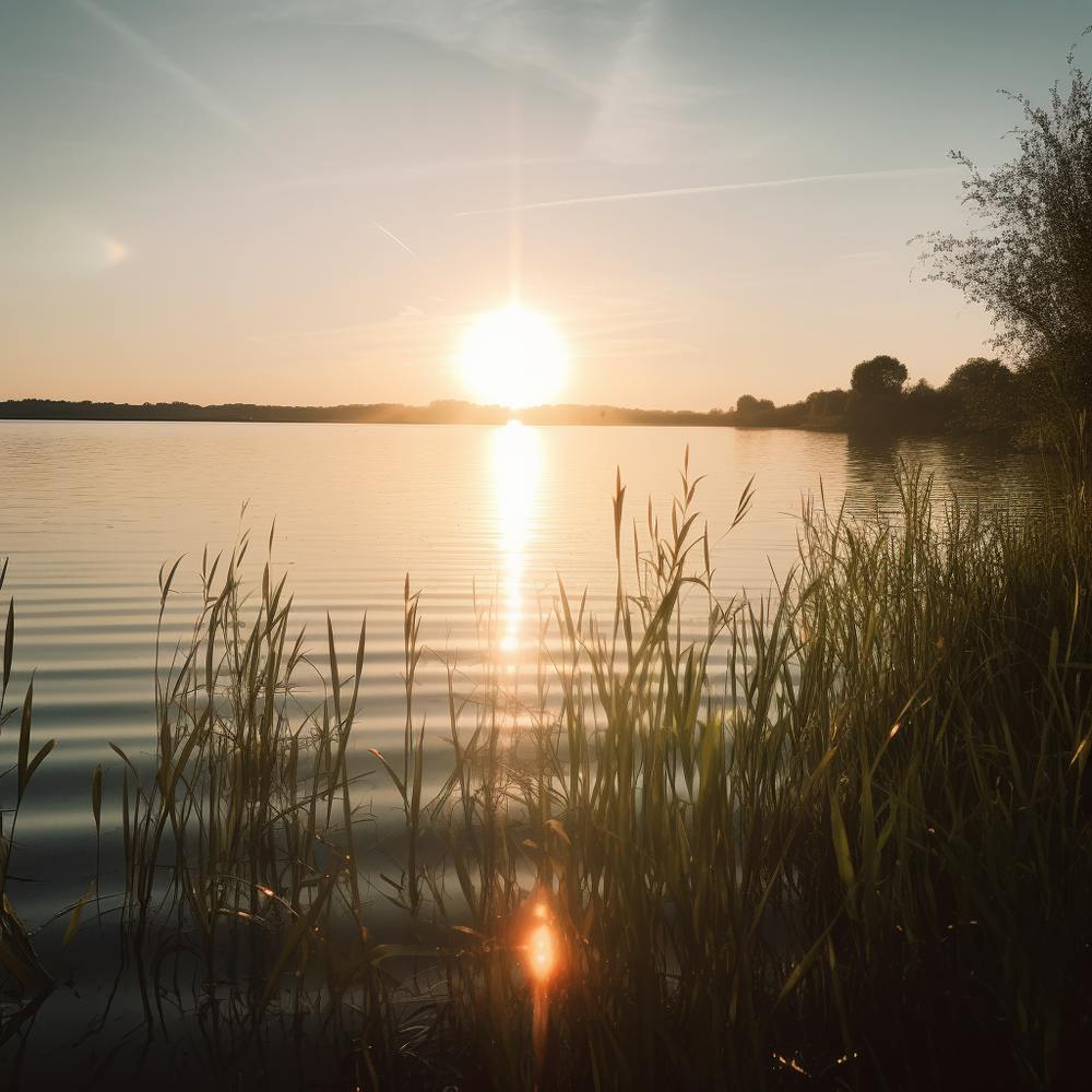 Sunset Over A Lake