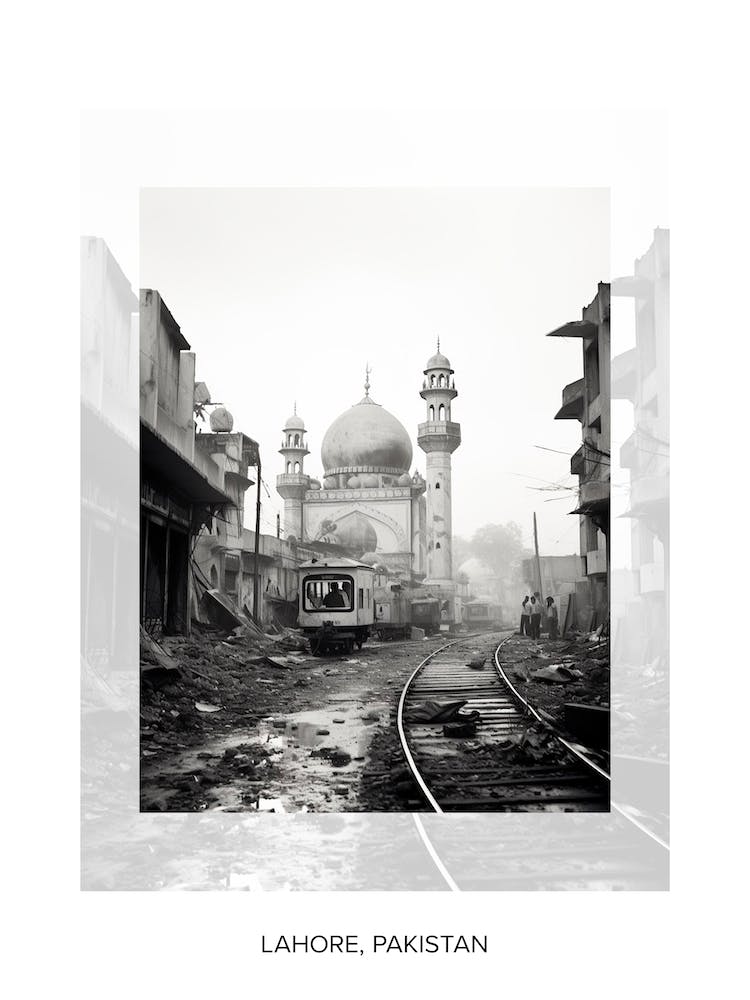 Poster Of Lahore, Pakistan, Black And White Old Photo 1