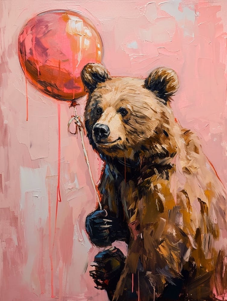 Cute Brown Bear 4 With Balloon
