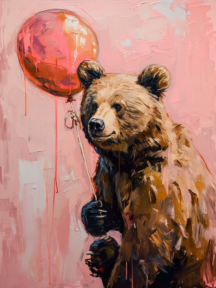 Cute Brown Bear 4 With Balloon