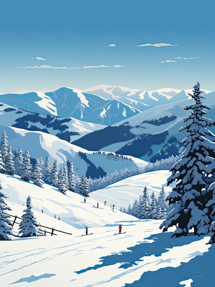 Taos Ski Valley   New Mexico, Usa, Ski Resort Illustration 0 Simple Style
