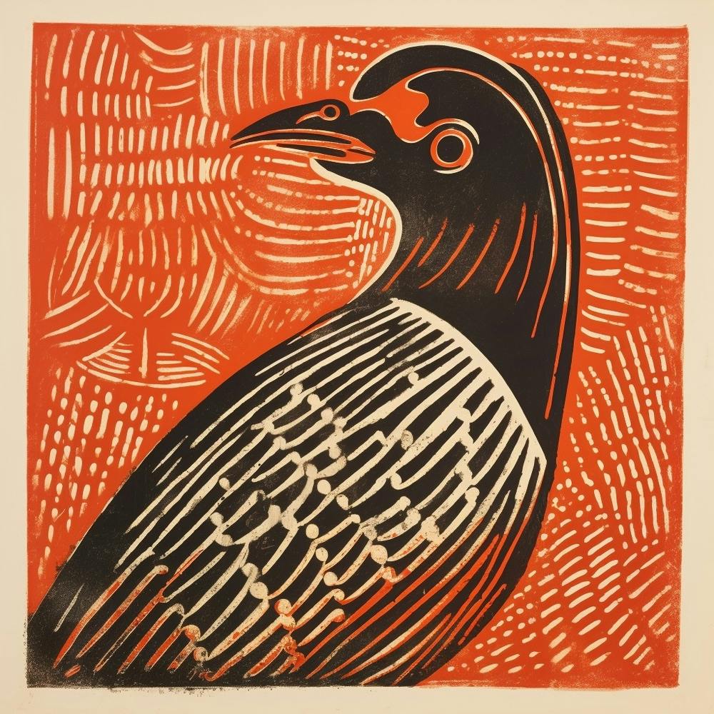 Retro Bird Lithograph Grouse 1