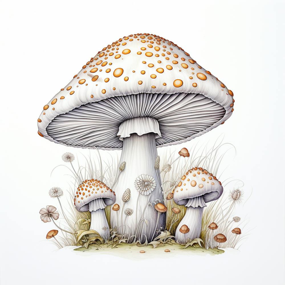 Mushrooms On A White Background