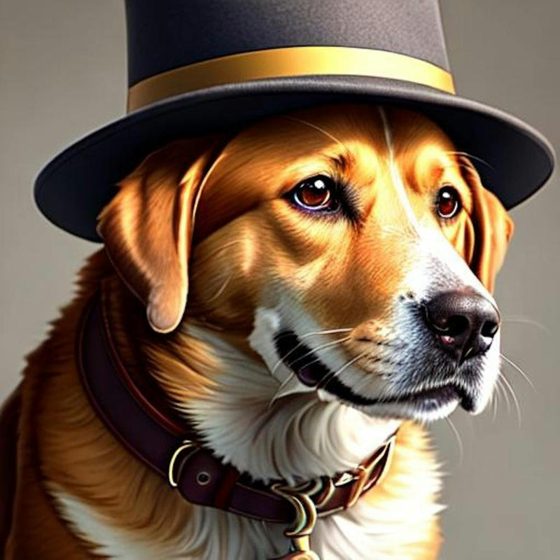 Portrait Of A Dog In A Top Hat