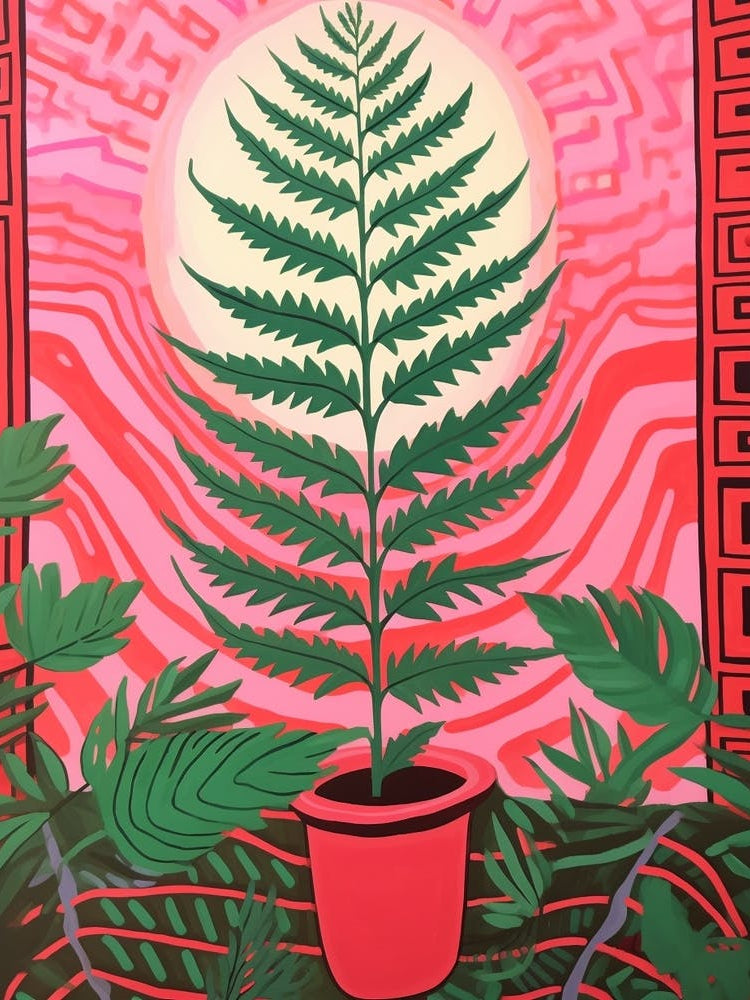 Pink And Red Plant Illustration Boston Fern 2