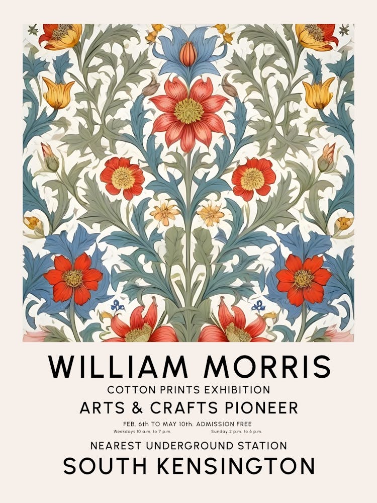 William Morris Style Art Exhibition Wildflowers
