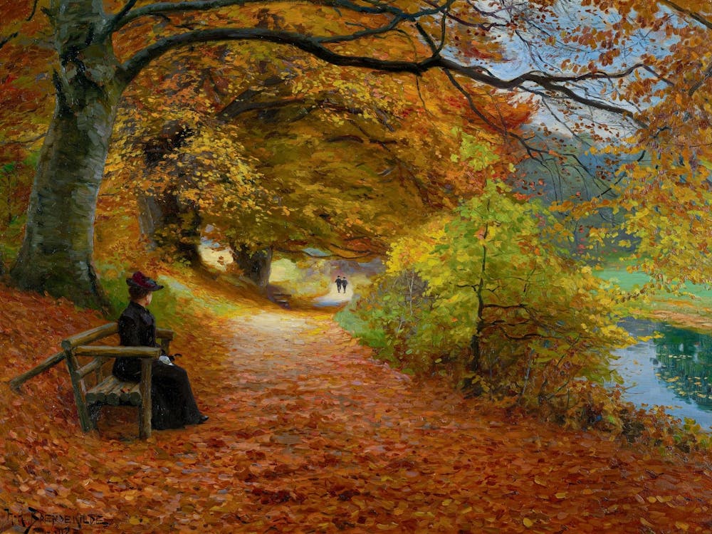 A Wooded Path in Autumn (1902) by Hans Anderson Brendekilde | Oil on Canvas | Remastered HD Immaculate