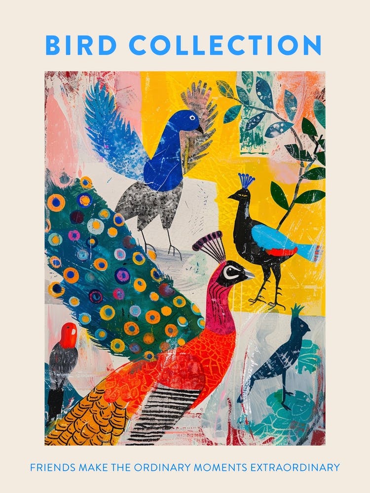 Birds Mixed Media Painting 1 Poster