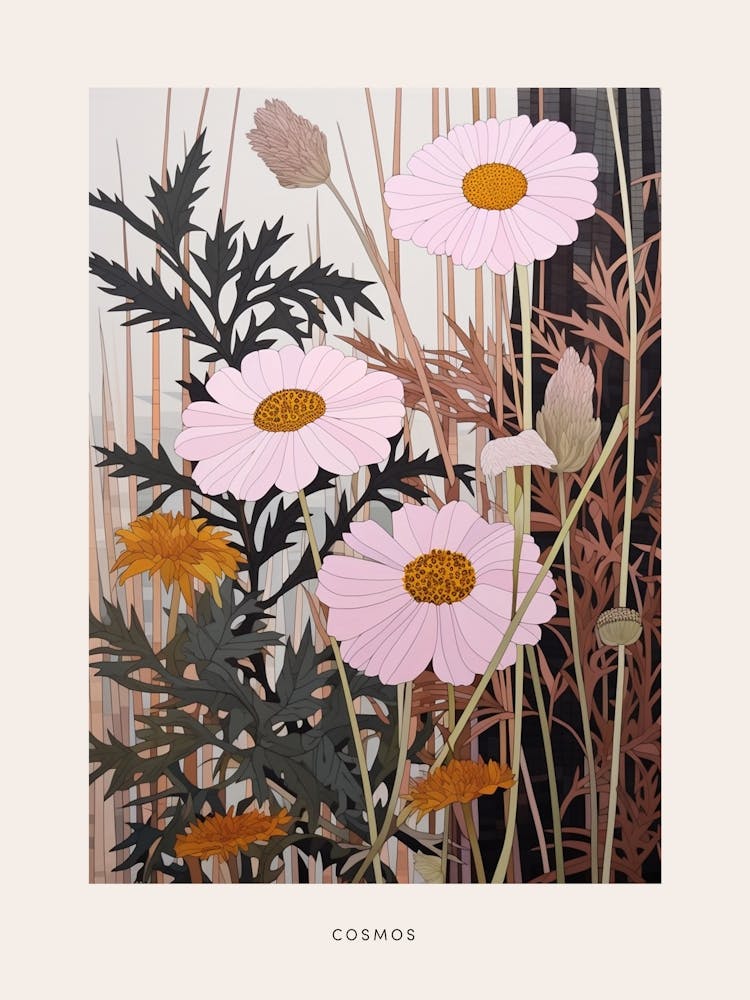 Flower Illustration Cosmos 3 Poster