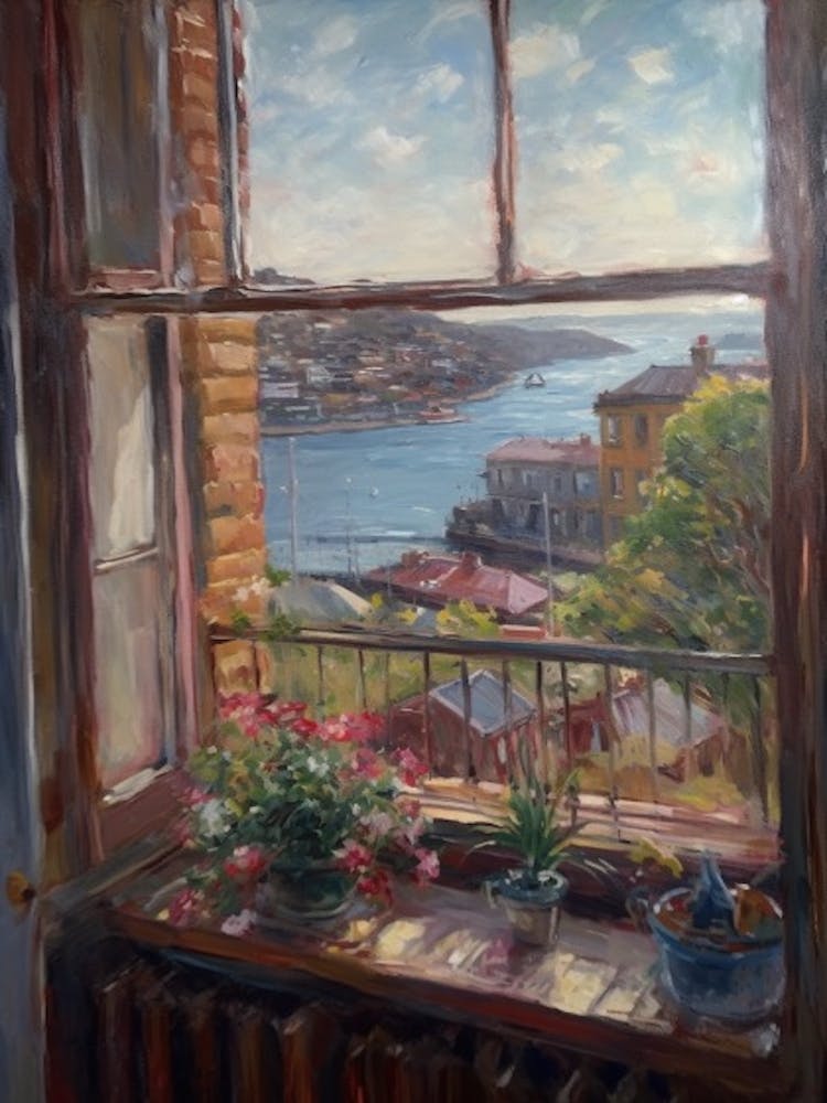 Window View Of Sydney In The Style Of Impressionism 1