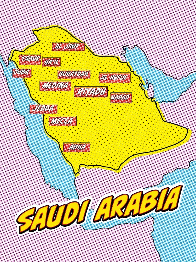 Saudi-Arabien Pop-Art-Karte