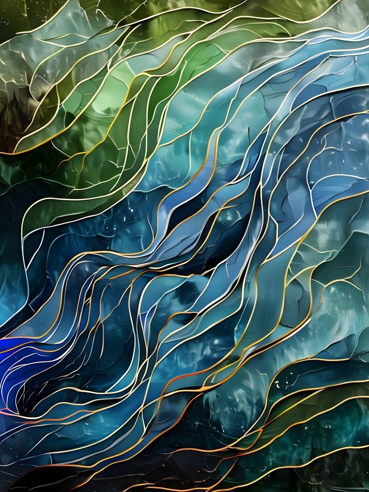 Acrylic Line Nature, Abstract Sea Art