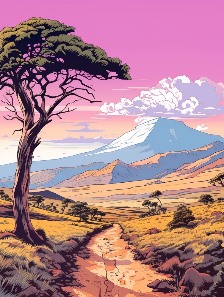 Mount Kilimanjaro Tanzania 2 Hike Illustration