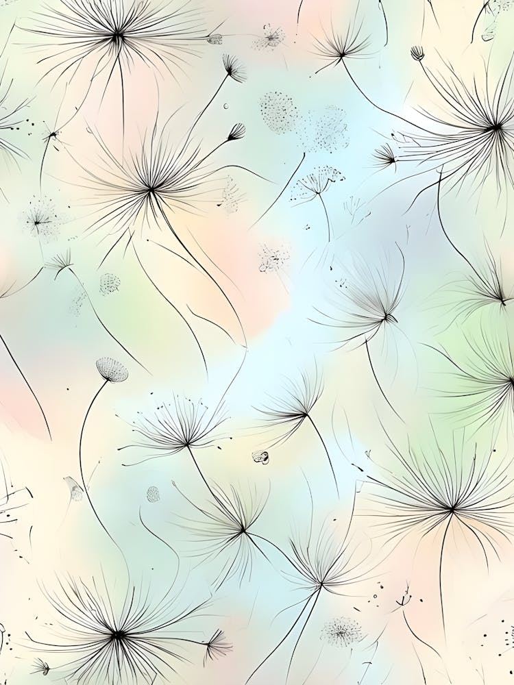 Whispers of the Wind: Dandelion Seeds Drifting Away in a Soft Breeze
