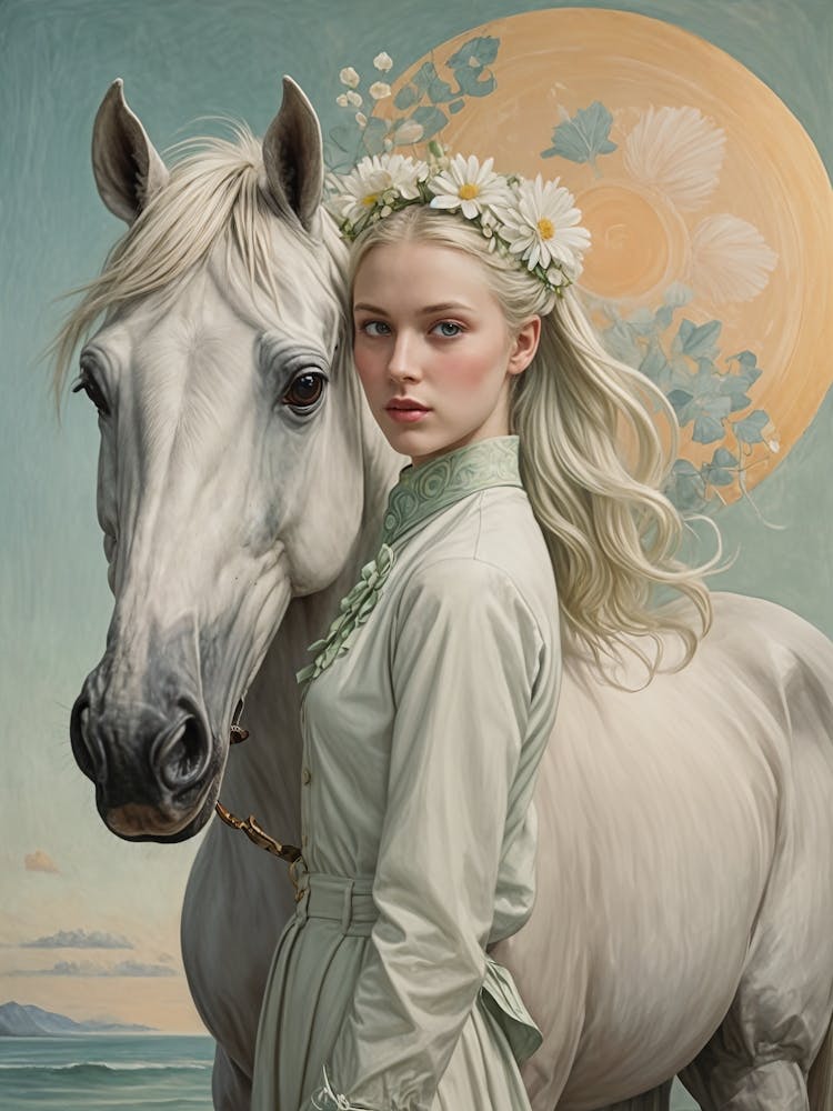 Girl and Her White Horse