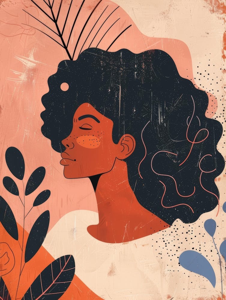 Portrait Of A Woman With Curly Hair 1