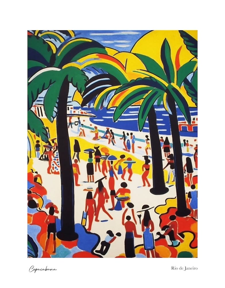 Copacabana Rio De Janeiro Matisse Style 3 Watercolour Travel Poster