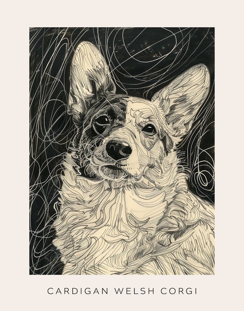 Cardigan Welsh Corgi Line Sketch 2 Poster