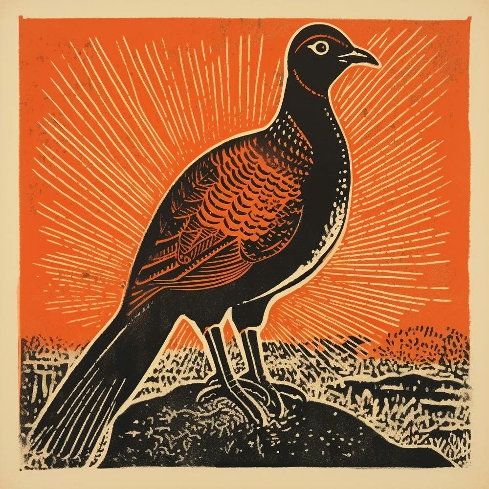Retro Bird Lithograph Pheasant 7