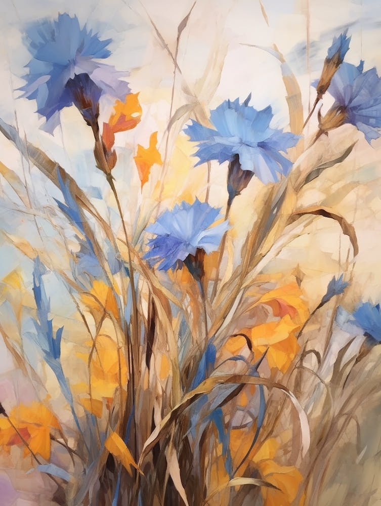 Fall Flower Painting Cornflower 3
