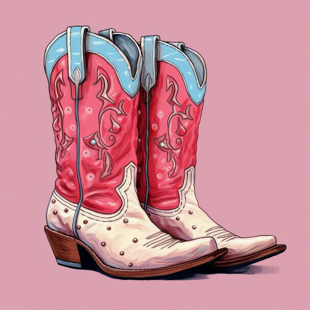 Cowgirl Boots Illustration Colourful 3