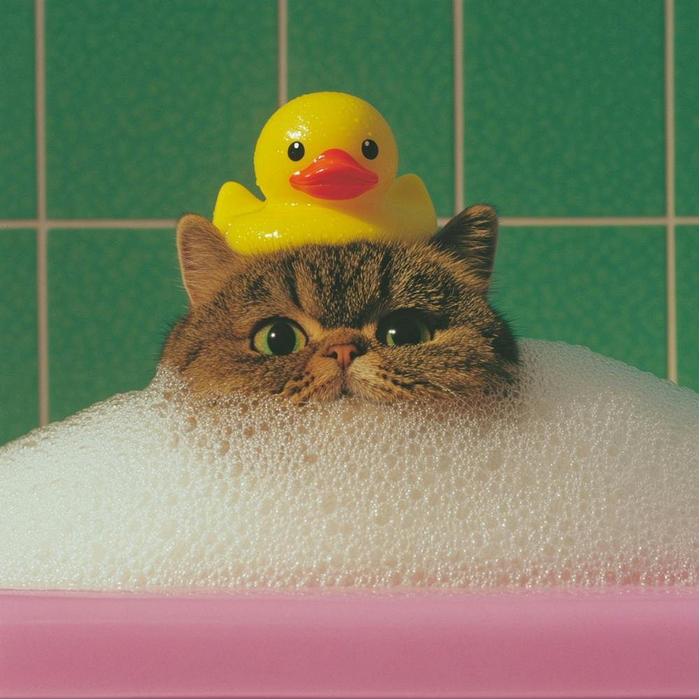 Cat In A Bubble Bath