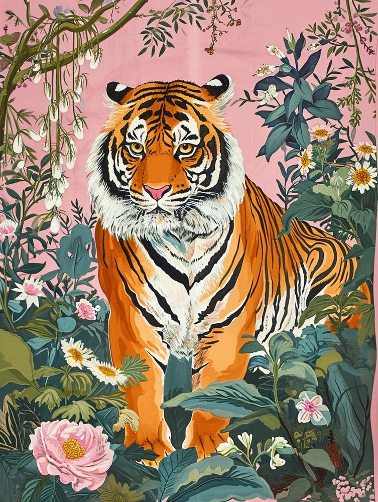 Floral Animal Painting Tiger 3