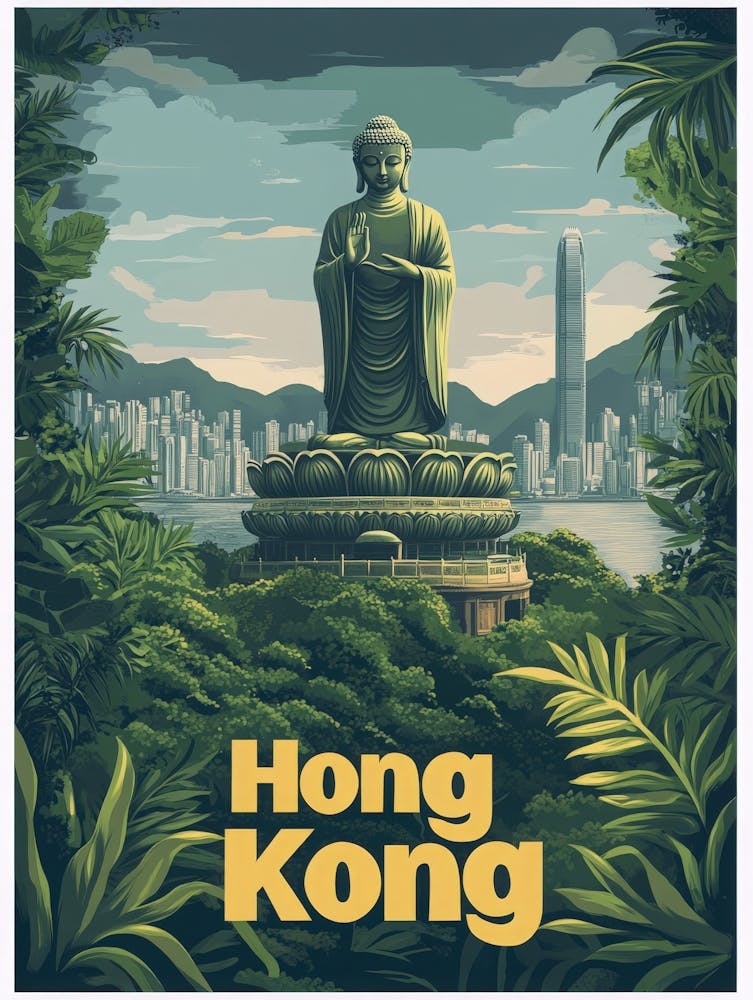 Aihrgdesign A Mid Century Modern Travel Poster For Hong Kong 3