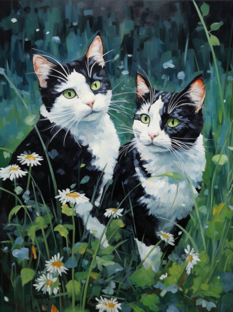 Two Cats In The Grass 1