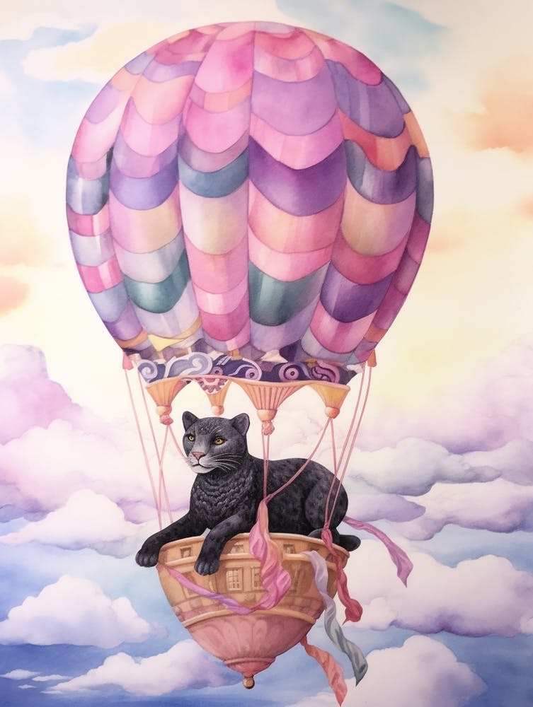Baby Panther In A Hot Air Balloon