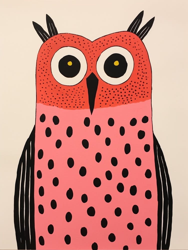 Pink Polka Dot Owl 3