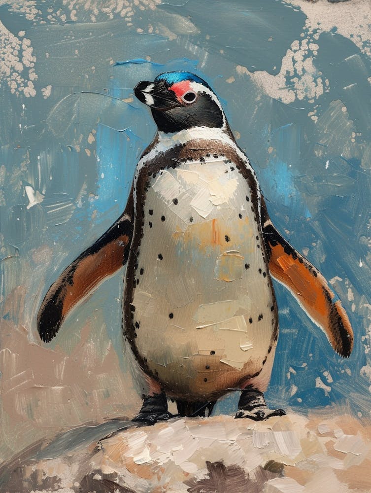 Galapagos Penguin Colour Block Painting 2