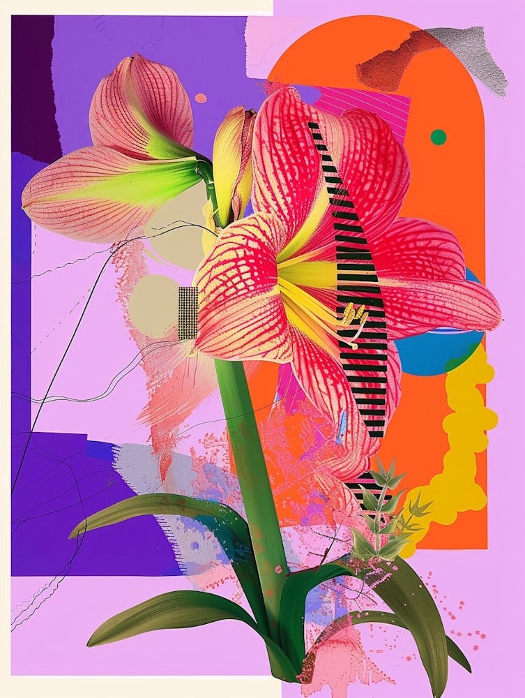 Amaryllis 6 Neon Flower Collage
