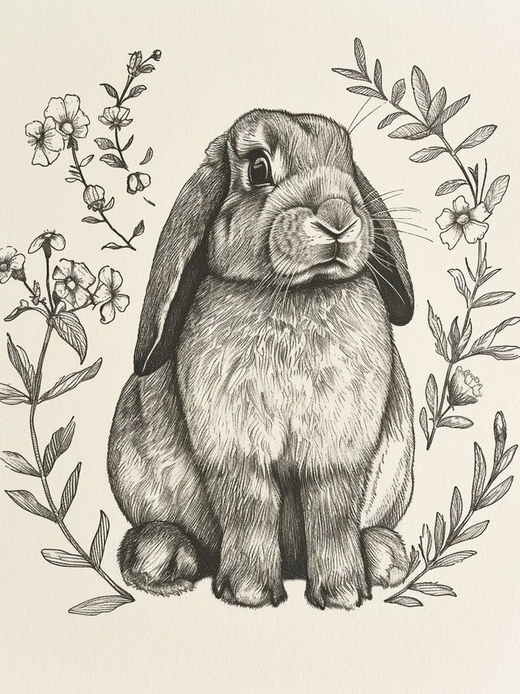 French Lop Blockprint Rabbit Illustration 9