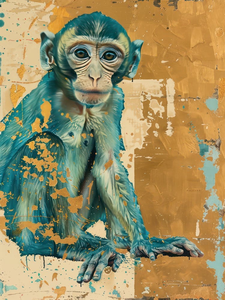 Baby Monkey Gold Effect Collage 1