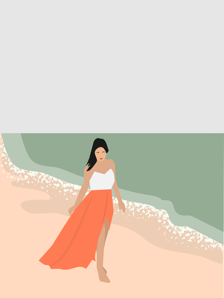 Woman Walking On The Beach