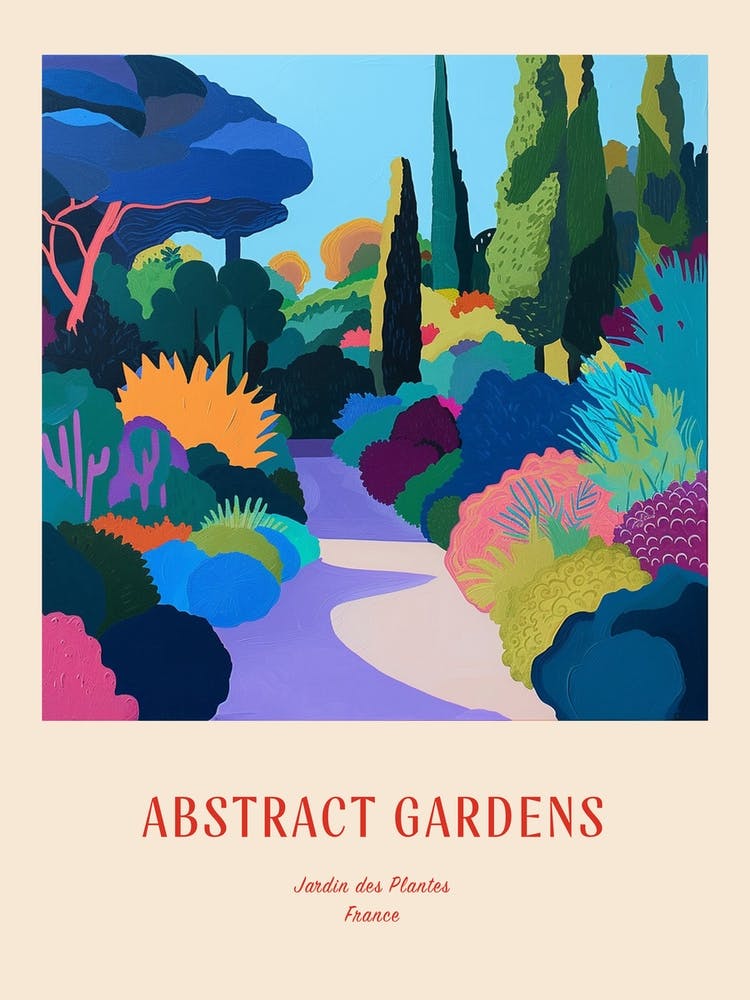 Colourful Gardens Jardin Des Plantes France 3 Red Poster