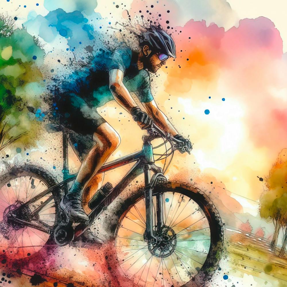 Watercolor Mountain Biker 1