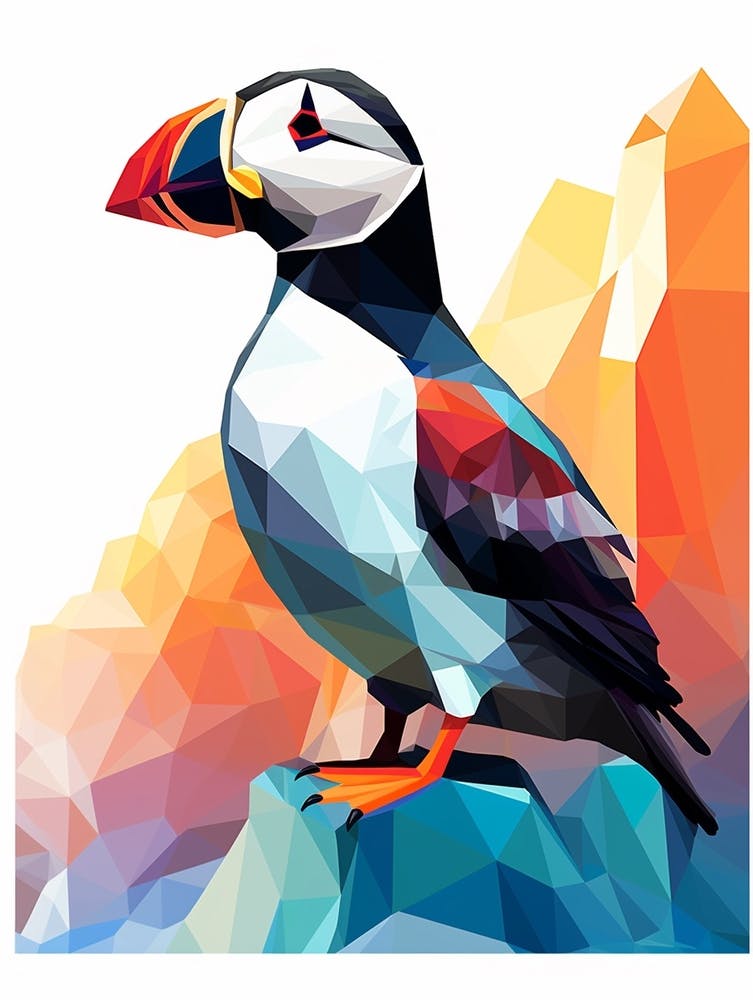 Colourful Geometric Bird Puffin 4