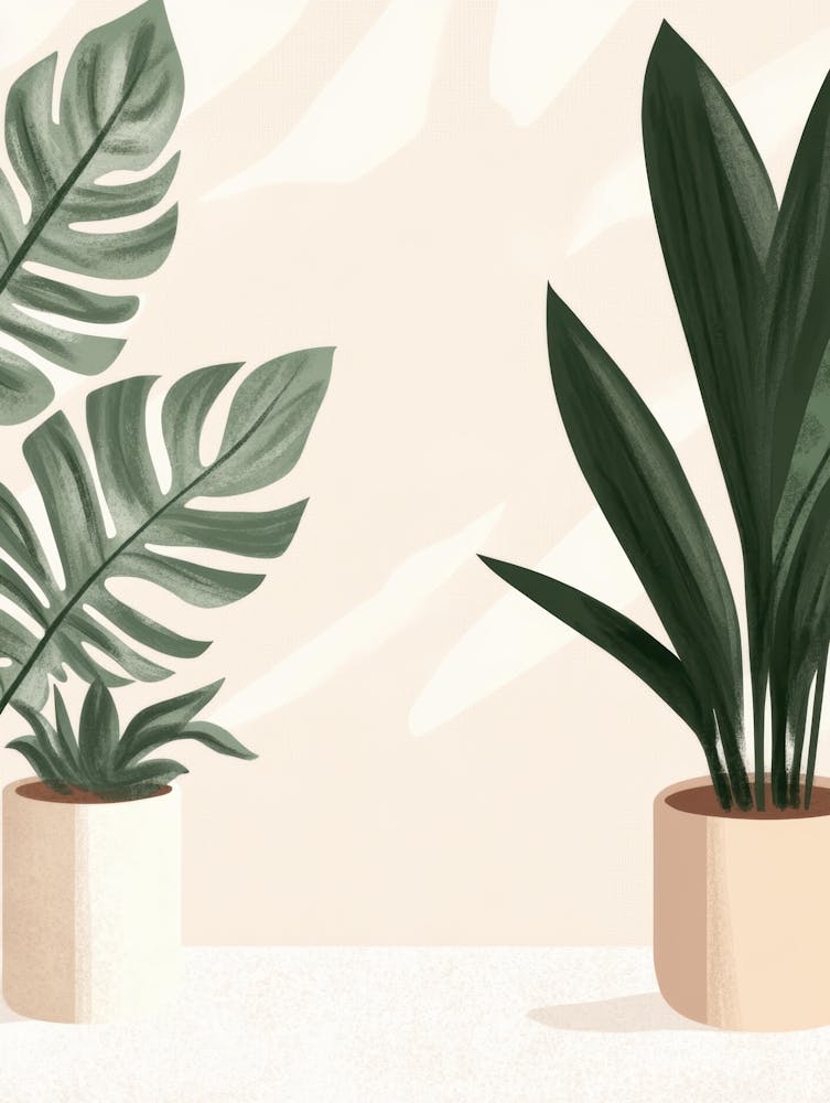 Three Plants In Pots