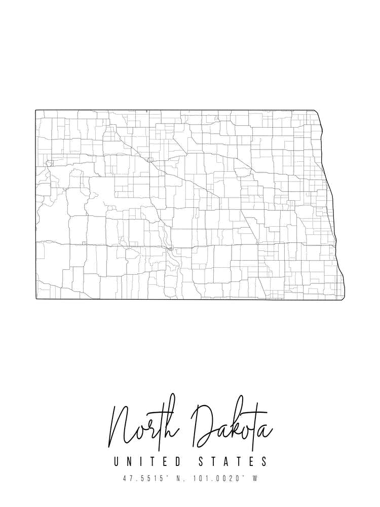 North Dakota Minimal Street Map