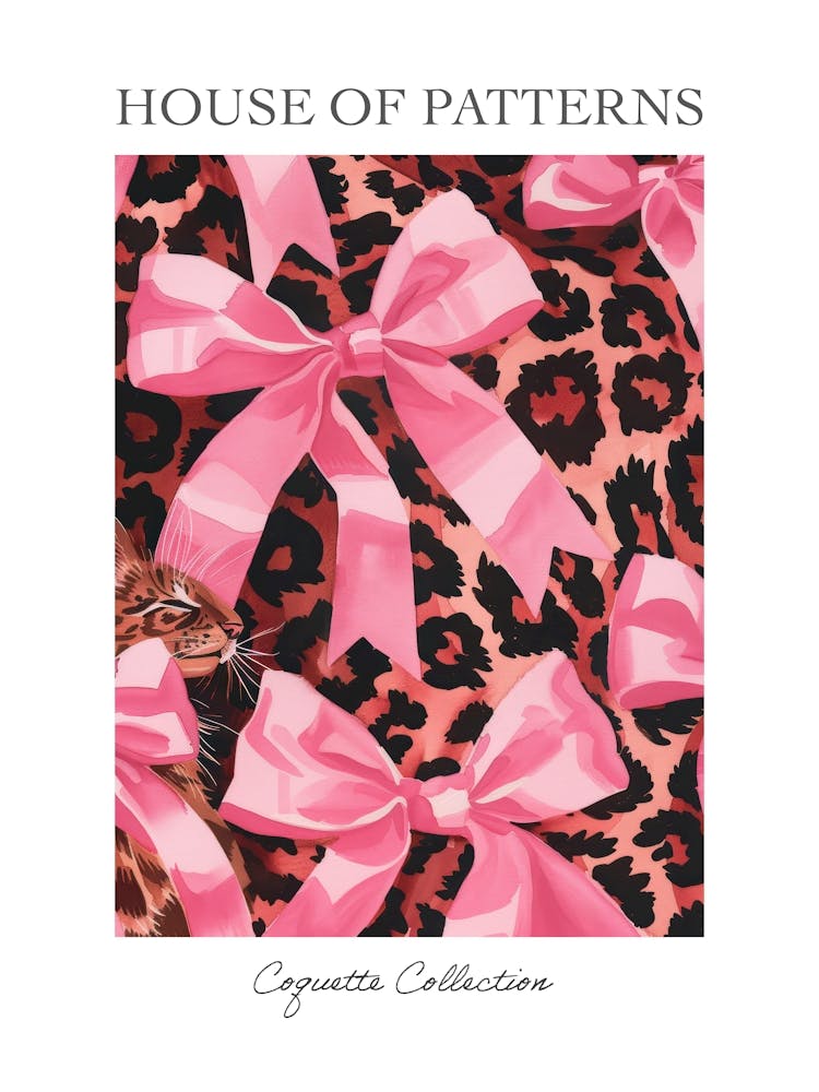 Leopard And Pink Bows 1 Pattern Poster