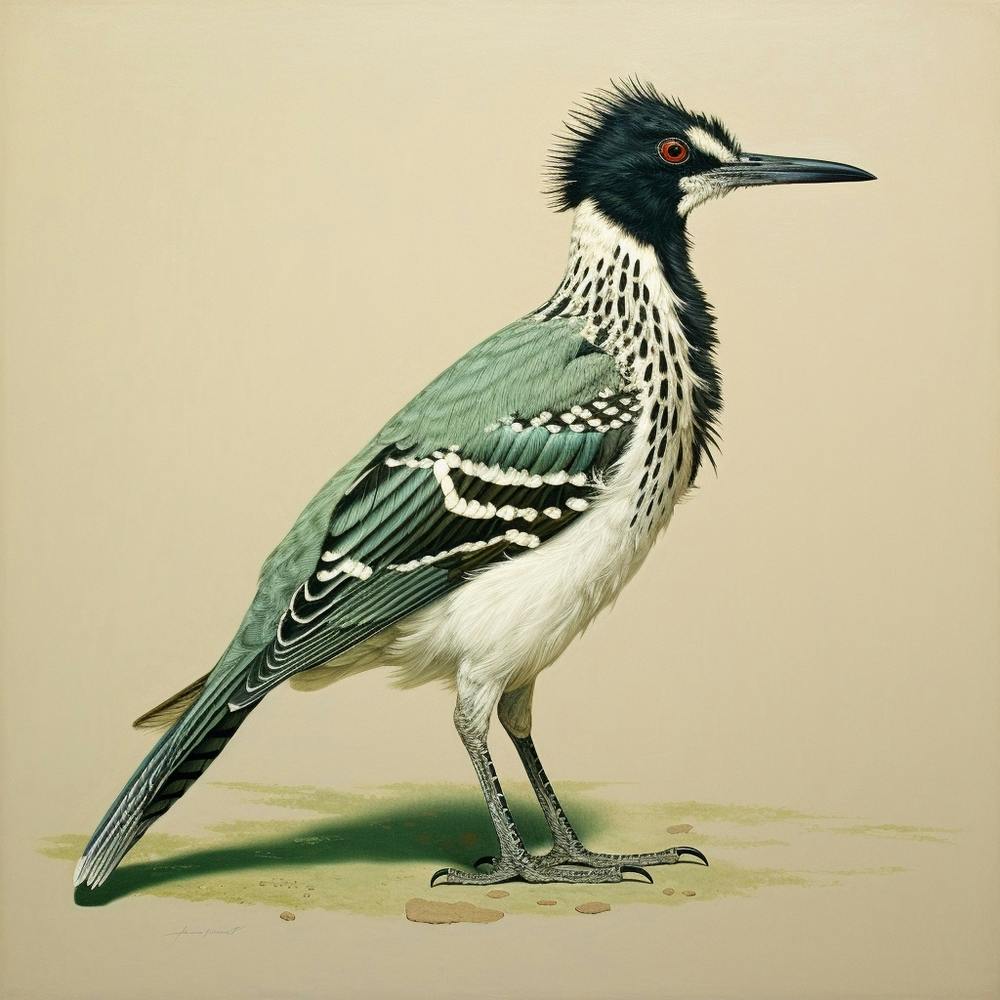 Ohara Koson Inspired Bird Painting Roadrunner 4 Square