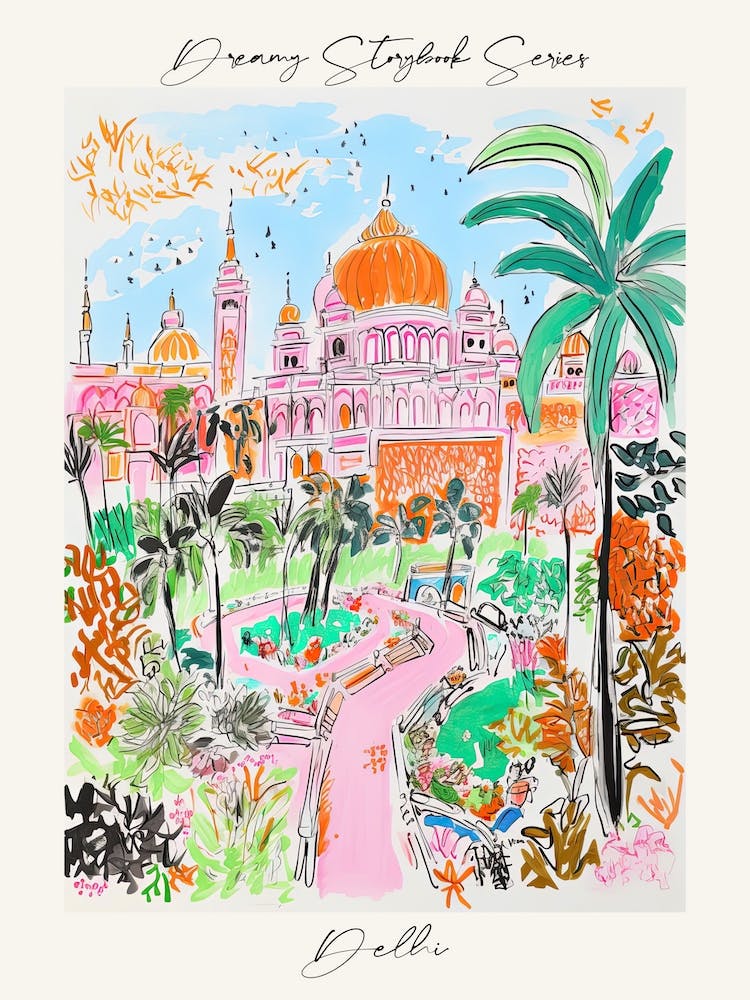 Poster Of Delhi, Dreamy Storybook Illustration 4