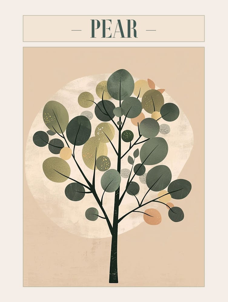 Pear Tree Minimal Japandi Illustration 3 Poster
