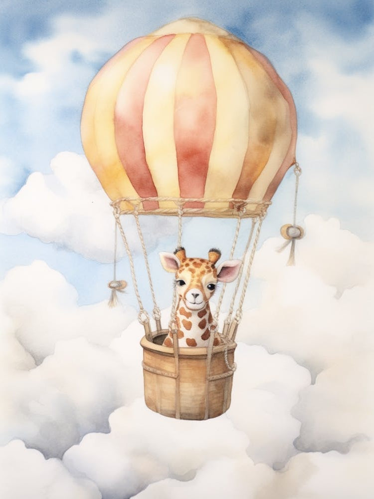 Baby Giraffe 3 In A Hot Air Balloon