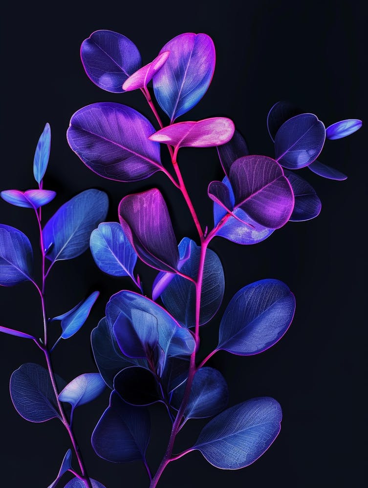 Feuilles Violettes Sur Fond Noir