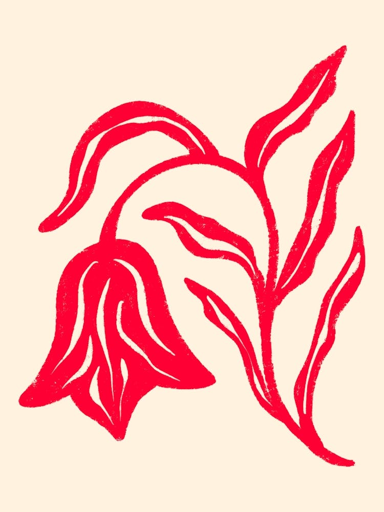 Textured Red Tulip Botanical Art