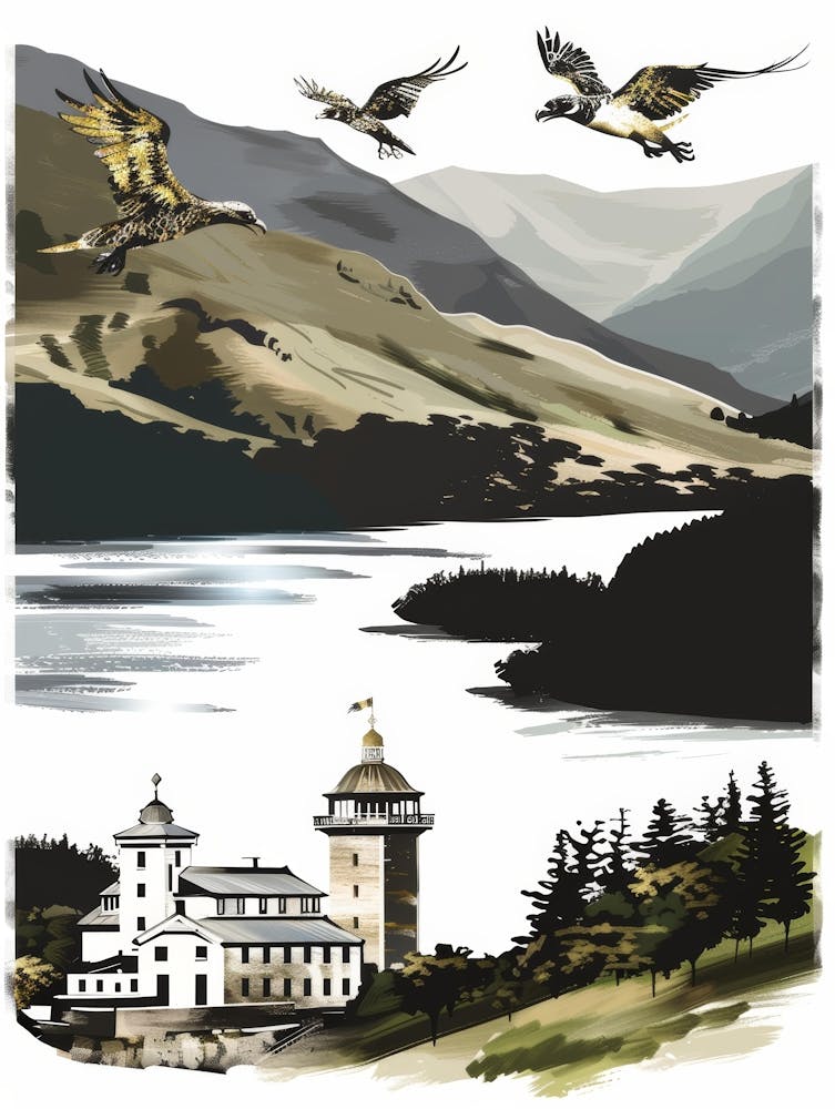 Eagles Flying Over Lake