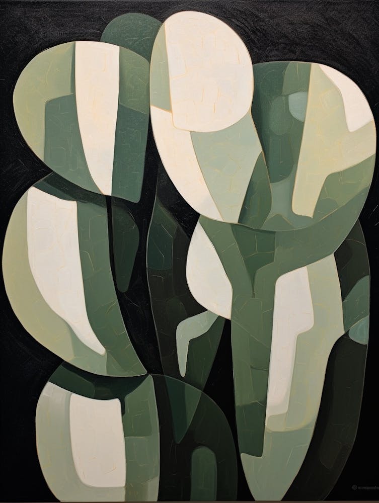 Modern Abstract Cactus Painting Turks Head Cactus 1